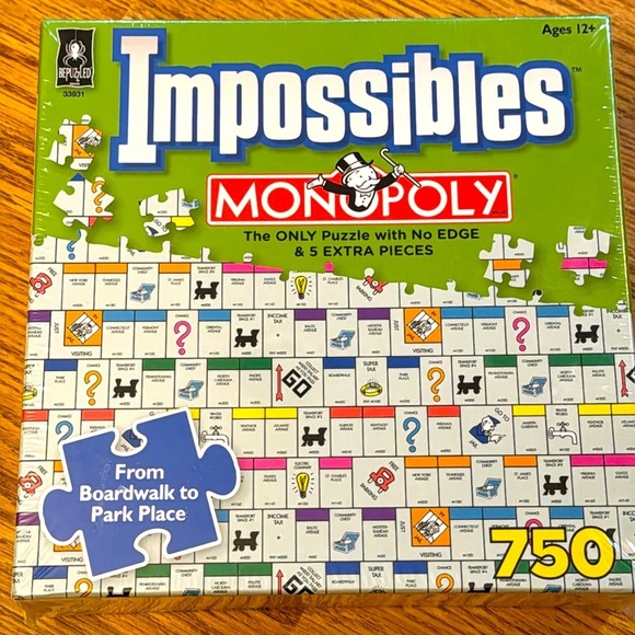 NWT Hasbro Bepuzzled University Games Impossibles Monopoly Puzzle 750pc Ages 12+ - Picture 1 of 14